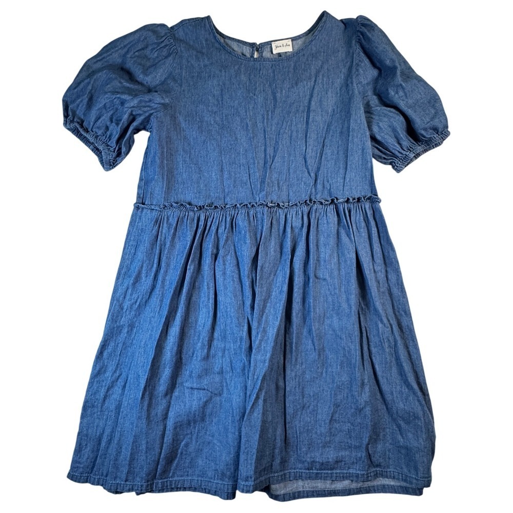 Yarn & Sea Women's Denim Dress Size L‎ Short Sleeve Casual Summer Blue